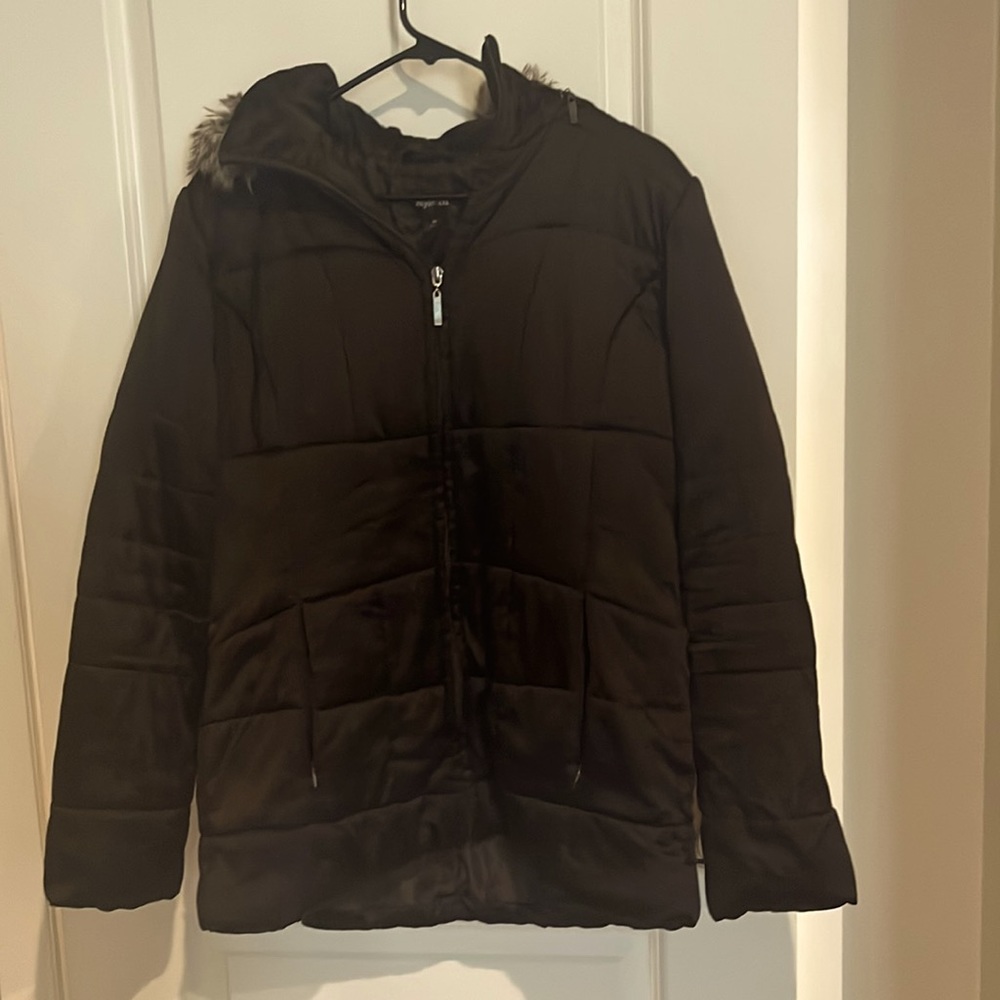 Macys Style&Co Brown Puffer Coat with Fur Hood- LIKE NEW
